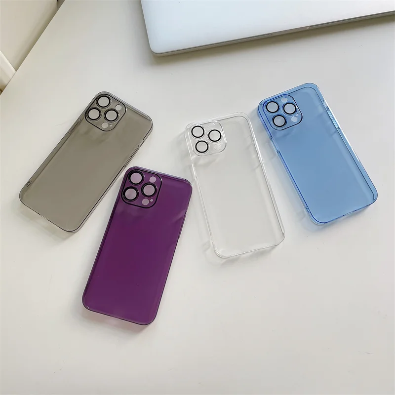 

Hard PC Plastic Transparent Phone Case For Apple iPhone 14 13 12 Pro Max Plus Shockproof Camera Lens Protector Clear Cryst Cover