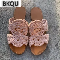 2022 summer comfortable womens open toe sandals new breathable lace mesh beach casual slippers fashion low heeled sandles woman