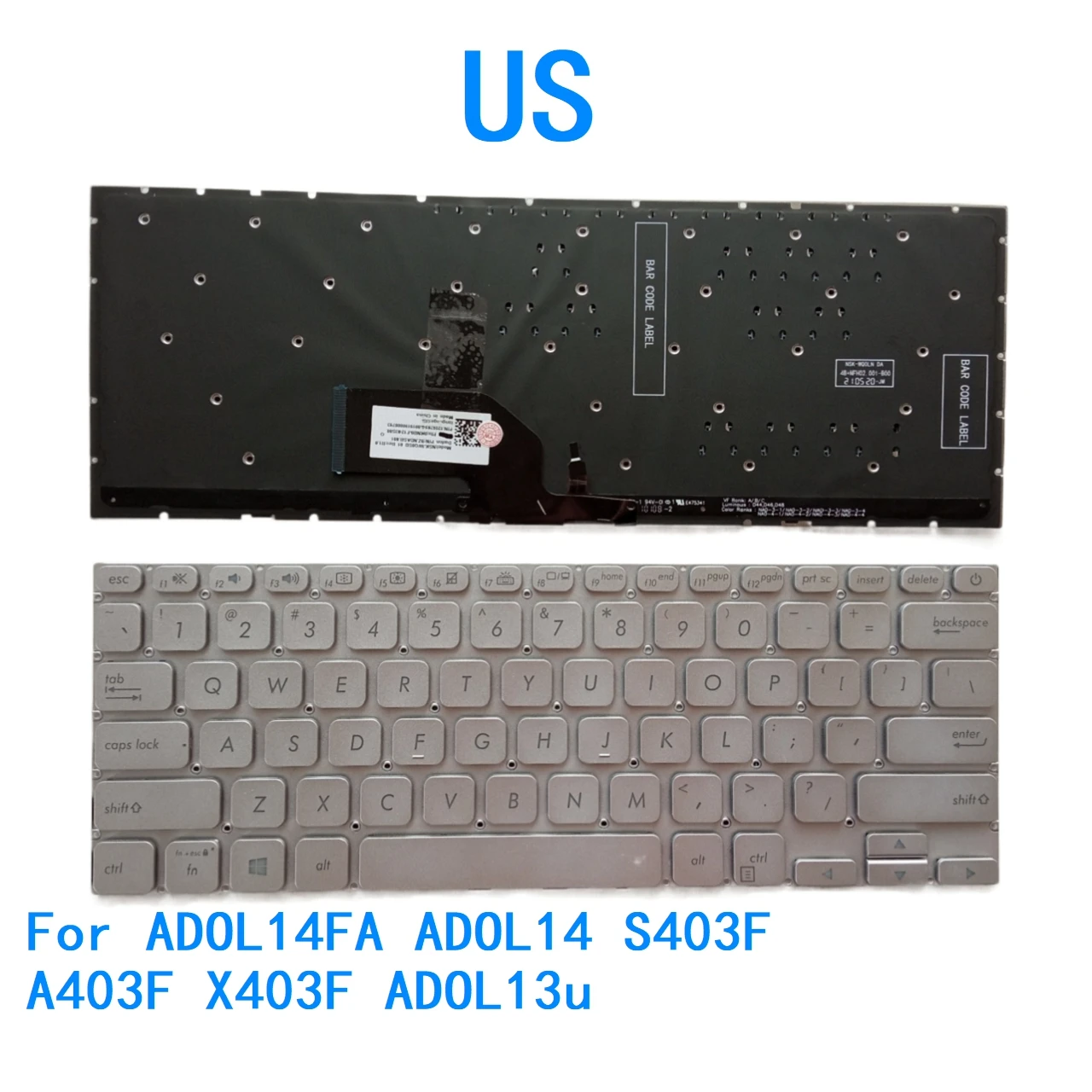 Новая клавиатура с подсветкой на языке США для ASUS ADOL14FA ADOL14 S403F A403F X403F ADOL13u, сменная клавиатура для ноутбука (art.: 3920d2de01ea7) - 3920d2de01ea7