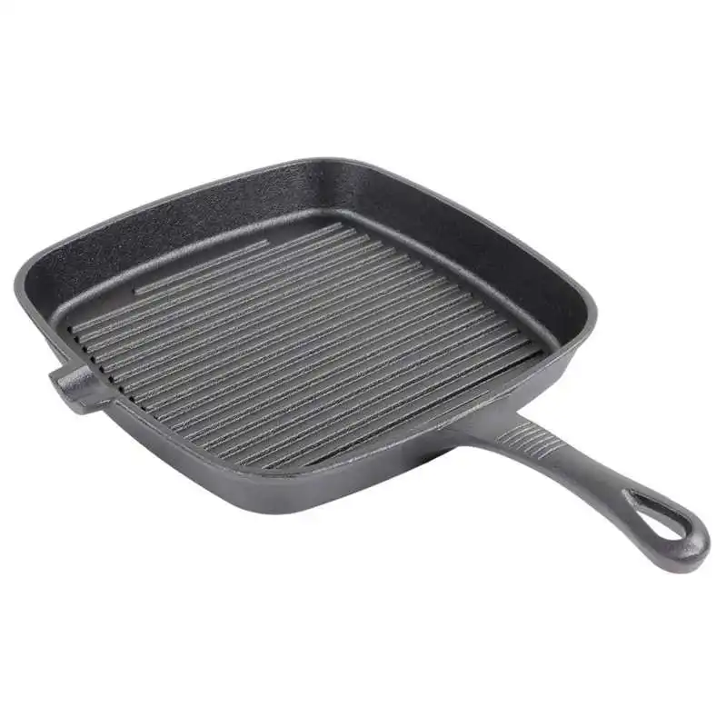 

Cast Iron Grill Pan Ergonomic Quadrate Grill Pan for Camping