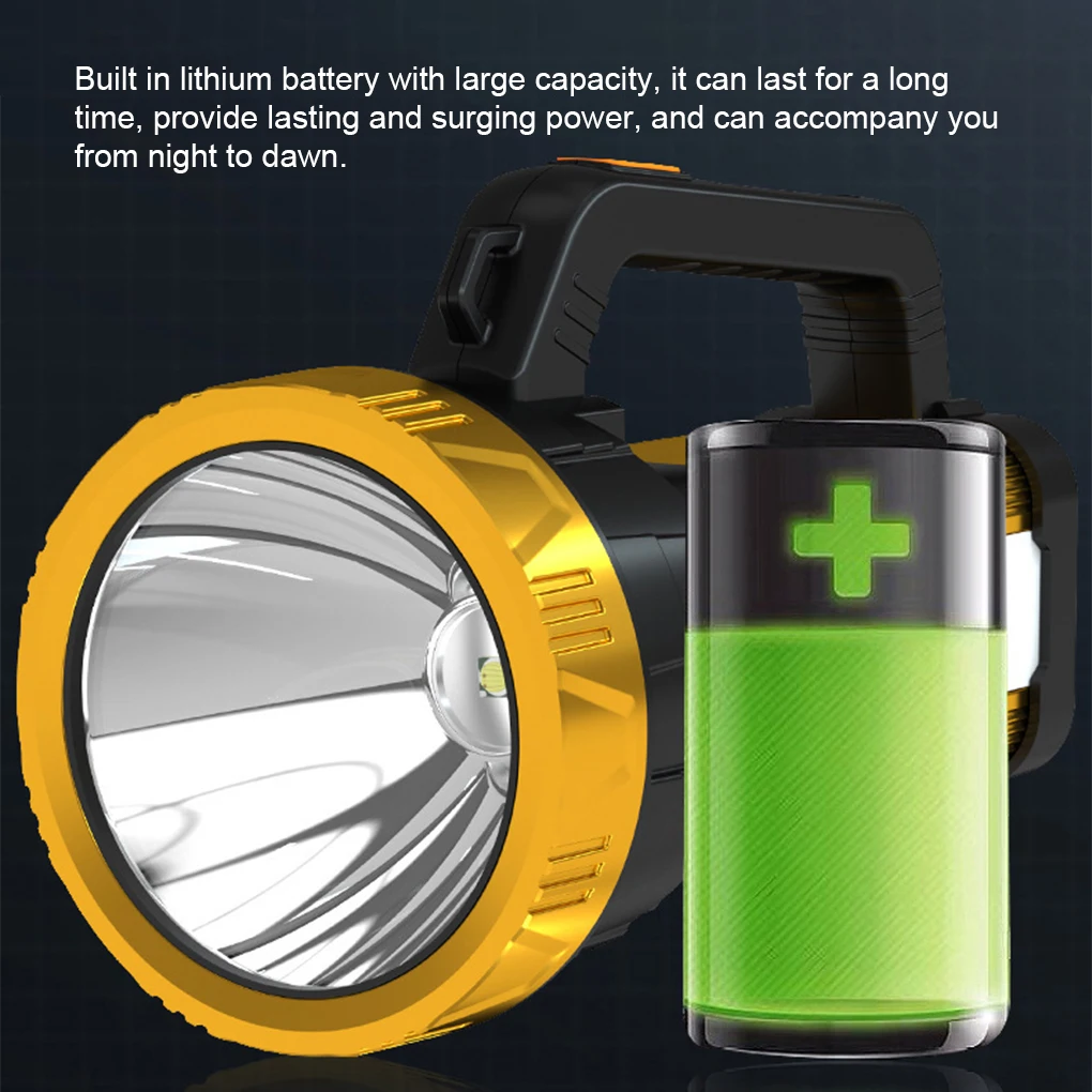 

Searchlight Waterproof Powerful Strong Lights Skidproof Flashlight USB Rechargeable Long Range Spotlights Camping