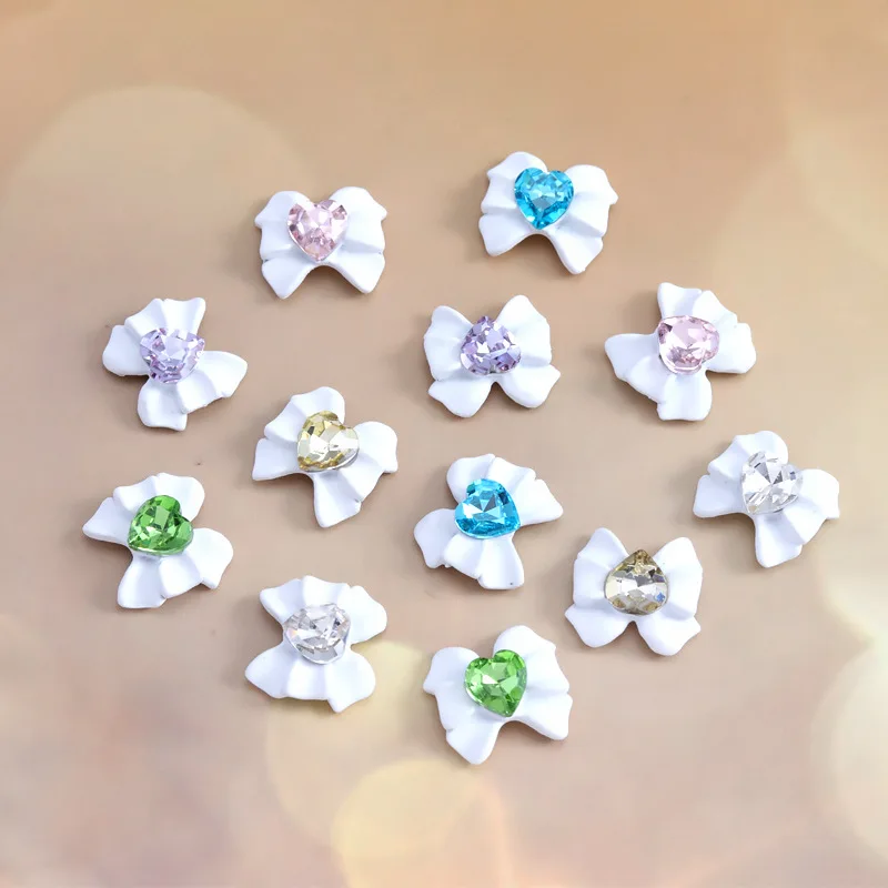 

Online Sensation Heart Bow Tie Jewel Metal Inlaid Jewel Bow Nail Ornament New Nail Accessories Sailor Moon