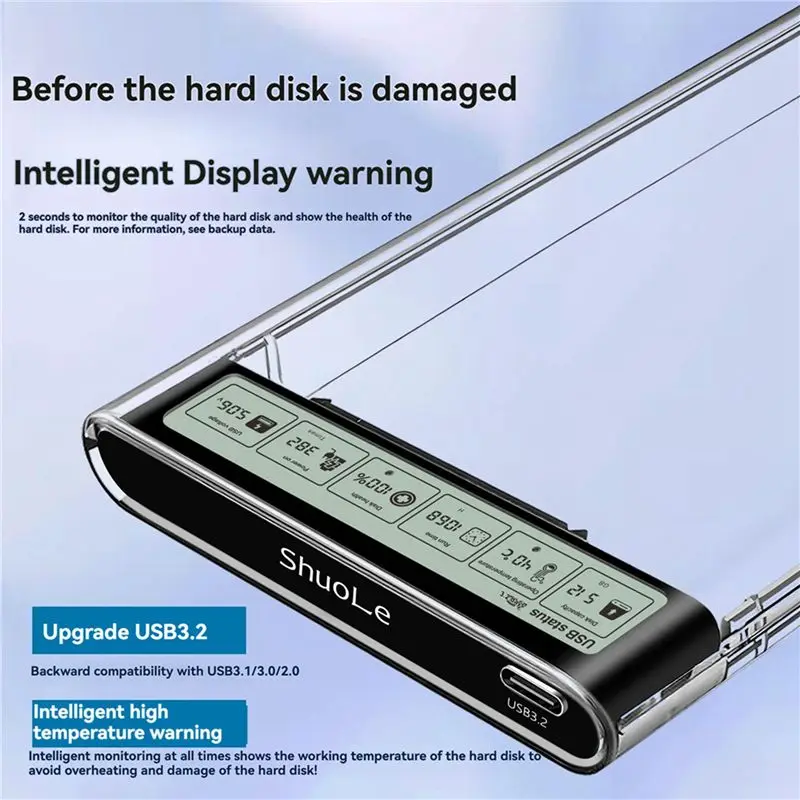 Фото Корпус для жесткого диска 3X Shuole 2,5 дюйма, SATA-USB3.2, для SSD/HDD, 5 Гбит/с, Type-C №3