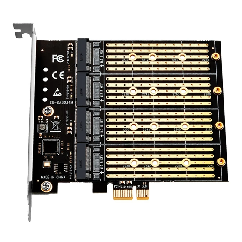

Mining PCIE To M2 Adapter PCI-E Adapter PCI Express X1 4 Ports B Key M.2 NGFF SATA Expansion Riser Card