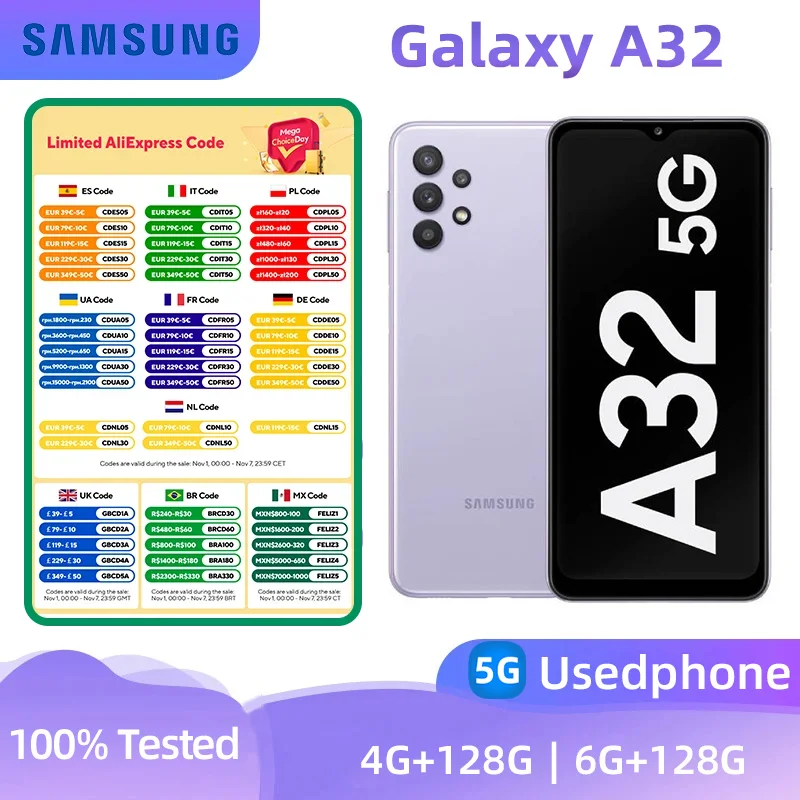 Смартфон Samsung Galaxy A32 5G 4/64ГБ 4/128ГБ б/у