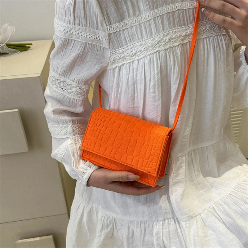 Fashion Design Solid Color Women Handbag Portable Shoulder Bags For Female 2023 Casual Totes Felt Messenger Bag