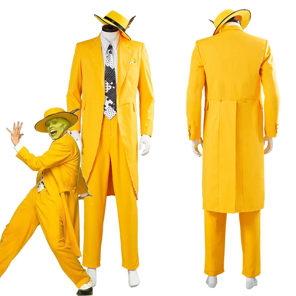 

The Mask Jim Carrey Yellow Suit Cosplay Costume Men Uniform Outfits Halloween Carnival Costume