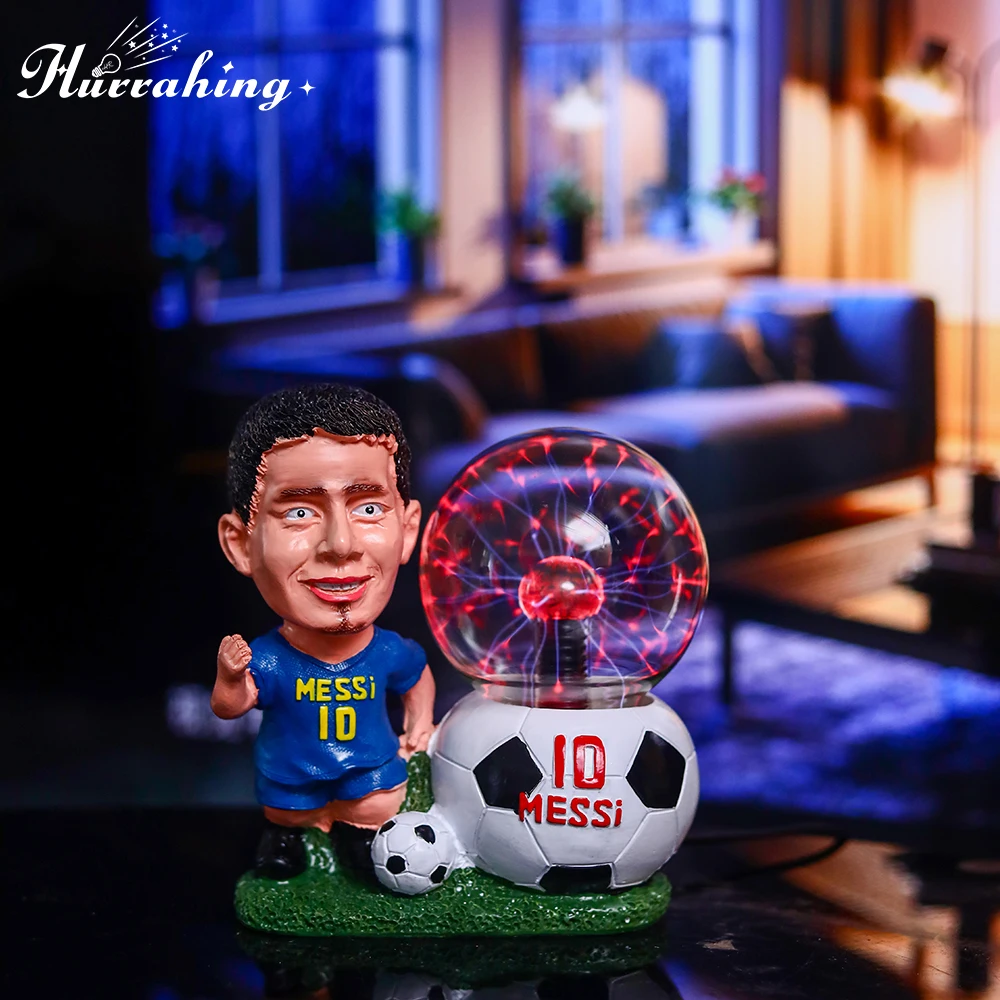 

Footballer Crystal Plasma Light 4 Inch Glass Ball Touch Sensing Science Enlightenment Cool Interior Table Decoration Ornament