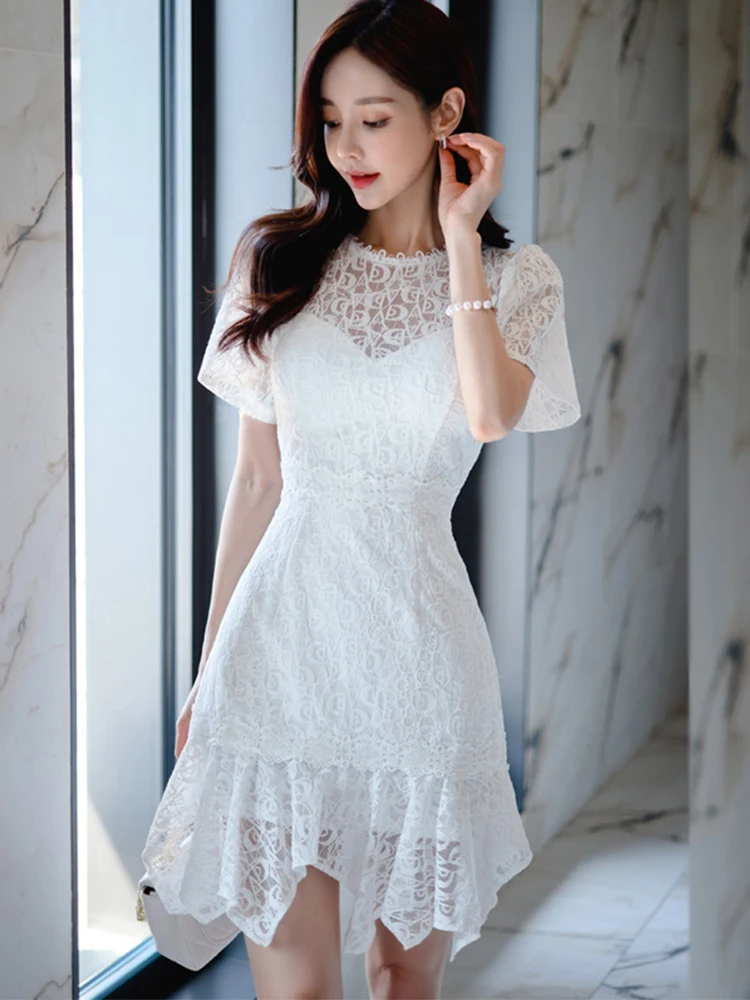 Элегантное женское вечернее платье в Корейском стиле милое кружевное