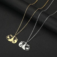 stainless steel origami hollow out panda panted animal lovers necklace origami 925 sterling