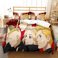 japan anime tokyo avengers 3d bedding set children character printed duvet cover set bed linens twin full queen king 04