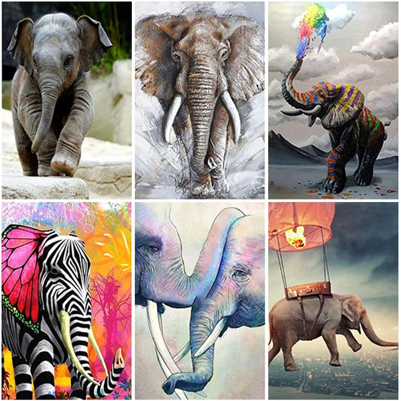 

5D алмазная живопись «сделай сам», слон, полноразмерная/Круглая Мозаика из смолы, алмазная Вышивка крестиком, животное, мозаика, распродажа, ...