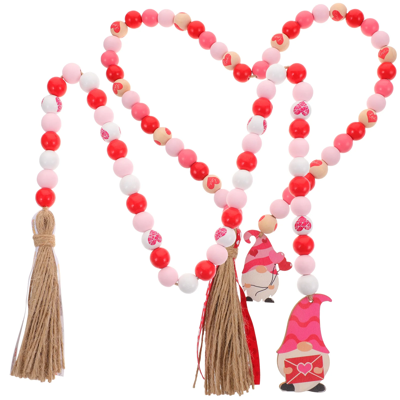 

Garland Beads Bead Valentine Tassel Wood String Beaded Decor Nautical Wedding Hanging Tray Farmhouse Sign Wooden Day Ornament