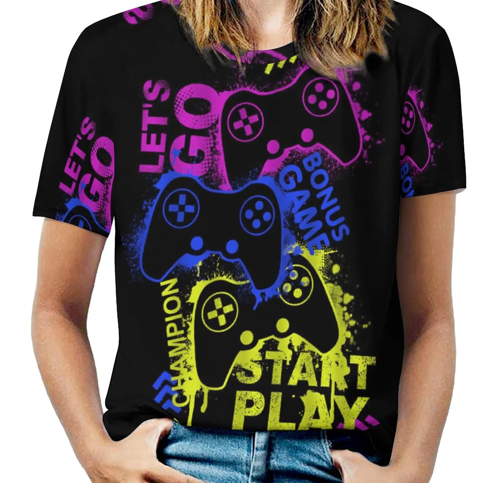 

Graphic Cool Gamer Game Player for Boys (1) Top Tee High Quality Round Neck Motion Fitness USA Size