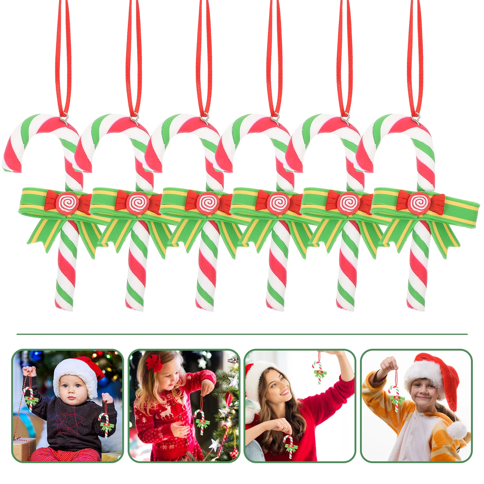 

Christmas Candy Ornaments Cane Tree Clay Polymer Decorations Decor Lollipop Ornamentdesktop Hangingminiature Peppermint