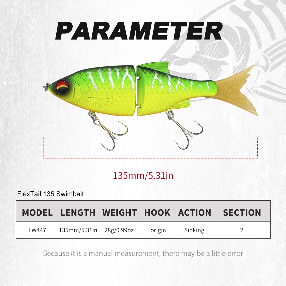 Фото Воблер Hunthouse FLEXTAIL 135 Pencil Swimbait, 135 мм/28 г, 2-секционный, тонущий, для морской рыбалки на сибаса №2