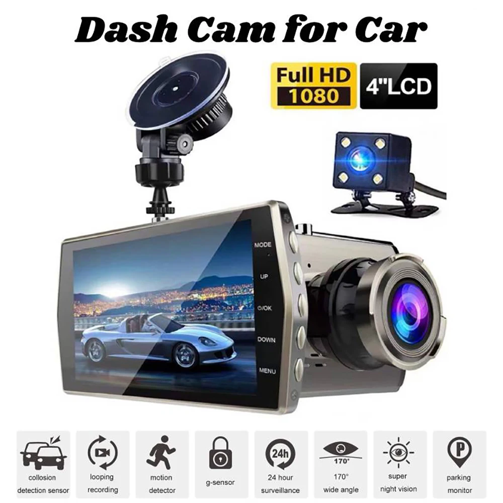

Dash Cam 4.0" Full HD 1080P Car DVR Rear View Vehicle Camera Video Recorder Night Vision G-sensor Black Box Auto Multi-language