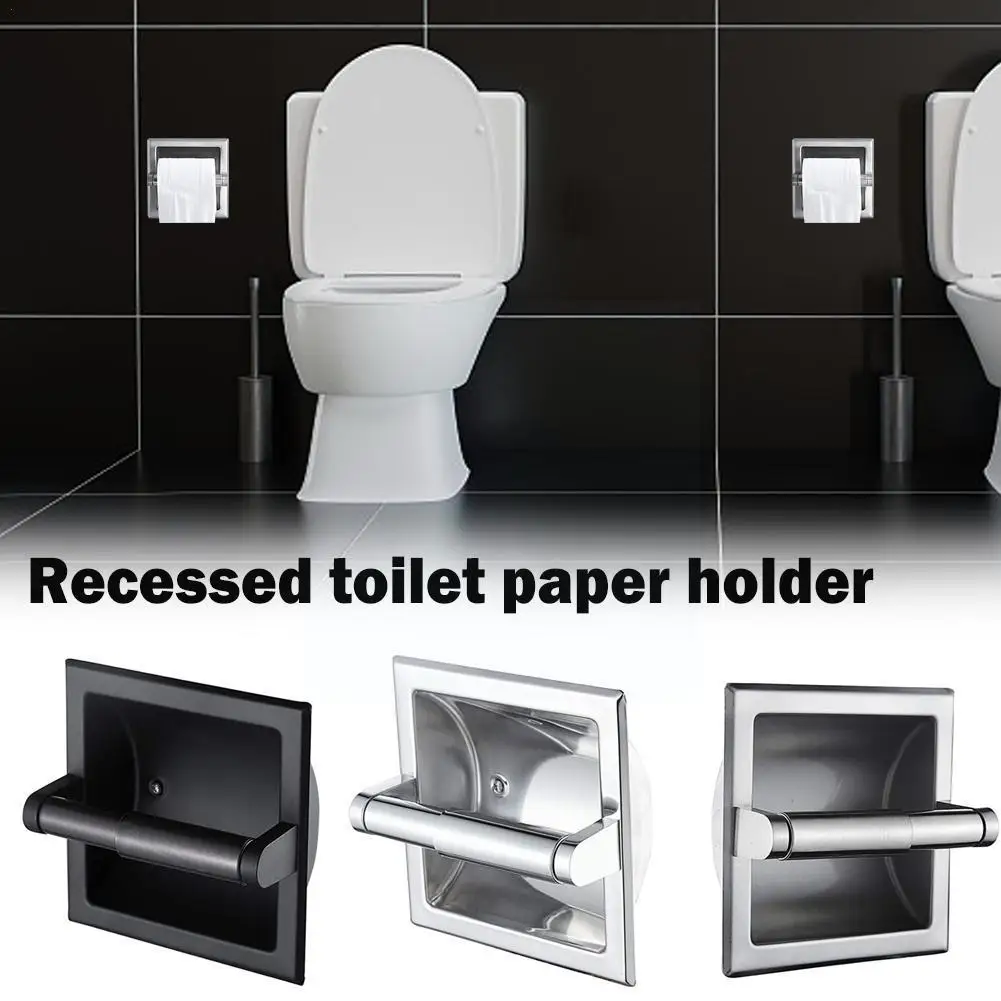 

Commecial Recessed Toilet Paper Holder Wall-mounted Tissue Roll Holder Dispenser Paper Steel Tissue Stainless Rack Roll Bui Z6f1