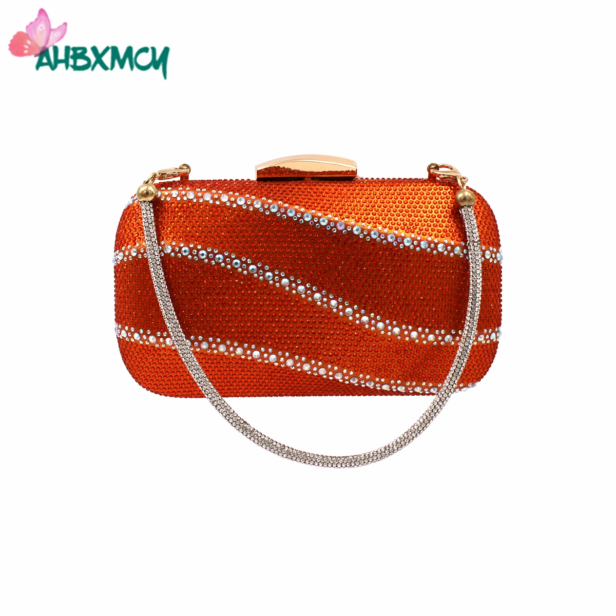 

Spring New Coming Italian Women Hand Bag with Shinning Cryatal Mature Style for Ladies Party in Orange Color