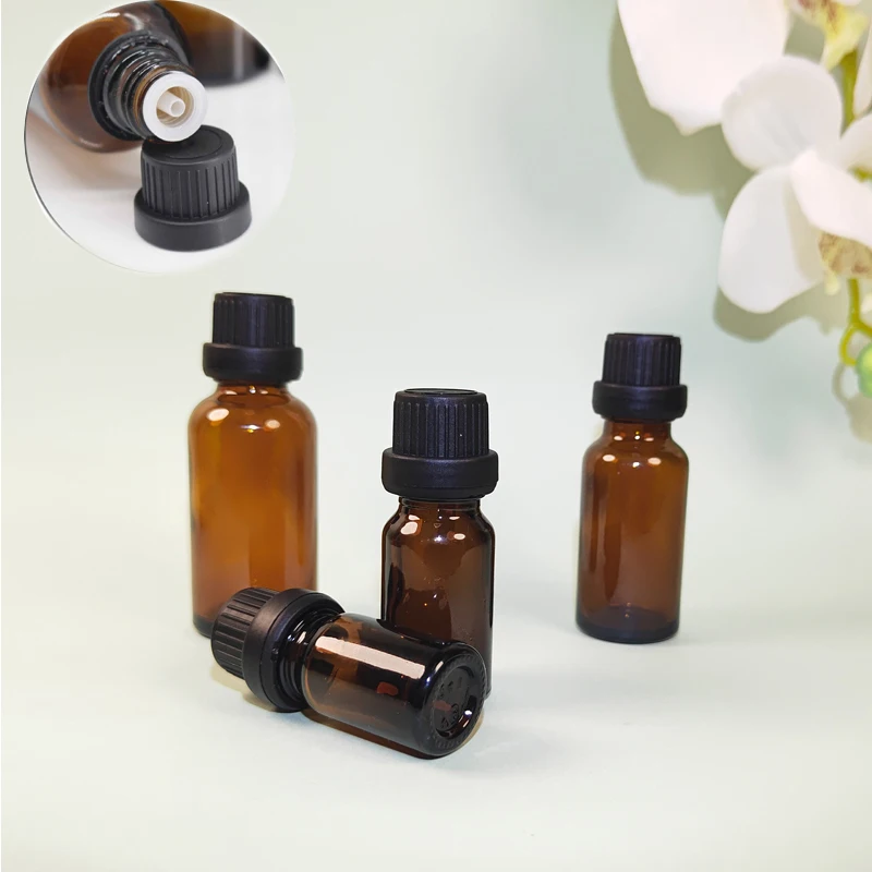 

12Pcs 5/10/15/20/30ml Empty Amber Glass Essential Oils Drop Bottles with Orifice Reducer Tips For Cosmetics Perfume Aromatherapy