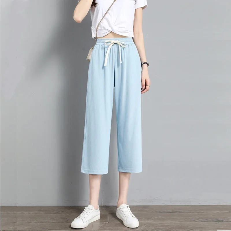 Pants for Women Straight Loose Wide Leg Pants High Waist Casual Sweatpants Solid Trousers Y2K Summer Korean Fashion Capris