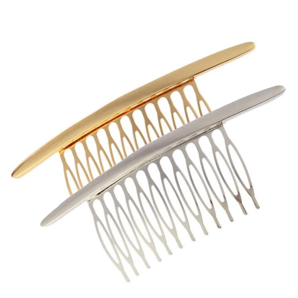 

2 Pcs Simple Alloy Comb Fashion Hair Girl's Headdress Barrette Bride Headpieces Wedding Accessories Women Hairpin Miss Girls
