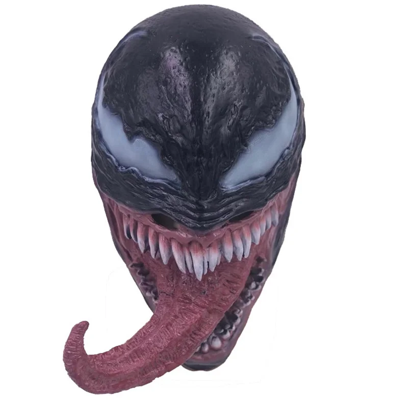

Halloween Horror Latex Mask Cosplay Headgear Halloween Villain Superhero Venom Mask with Long Tongue Props Party Headgear