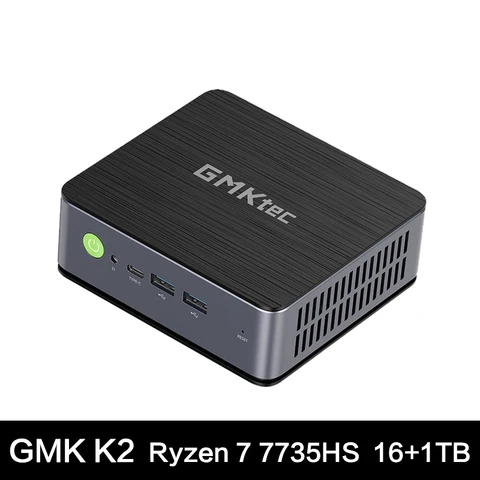 GMKtec K2 Мини ПК AMD Ryzen 7 7735HS 8C/16T DDR5 16 Гб ОЗУ 1 ТБ ПЗУ SSD Windows 11 Pro BT5.2 WiFi6 RZ608 Настольный игровой компьютер