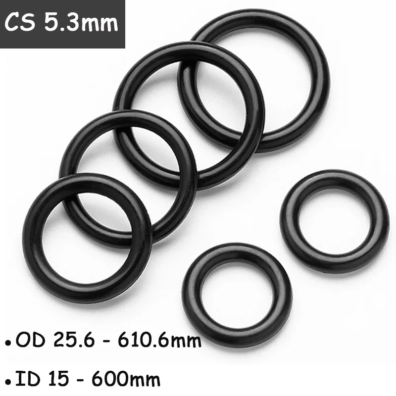 

CS 5.3mm Black O Ring Gasket OD 25.6 - 610.6mm NBR Nitrile Rubber Automobile Round O Type Sealing Washer Good Oil Resistance