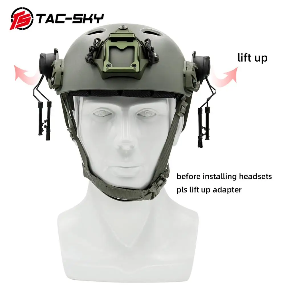 Military Tactics  helmet ARC OPS-CORE Helmet Track Adapter Headphone Bracket and Fast Action Core Helmet Rail Adapter - BK
