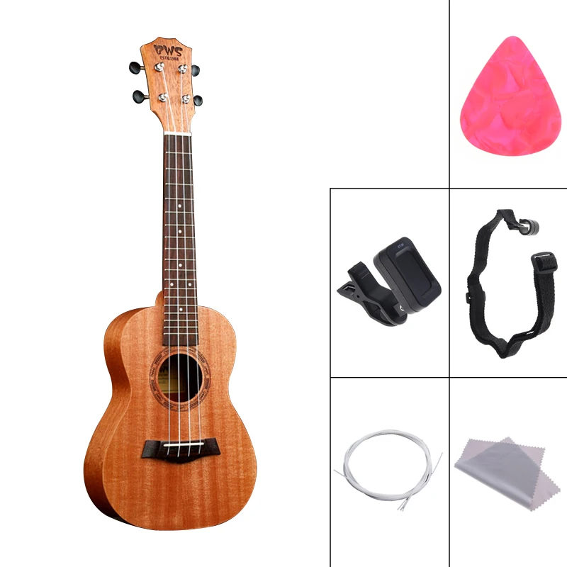 

23 Inch Concert Ukulele Full Kits Set Hawaiian 4 String Guitar Tuner Strap Picks Ukelele Parts Accessories Christmas Gifts