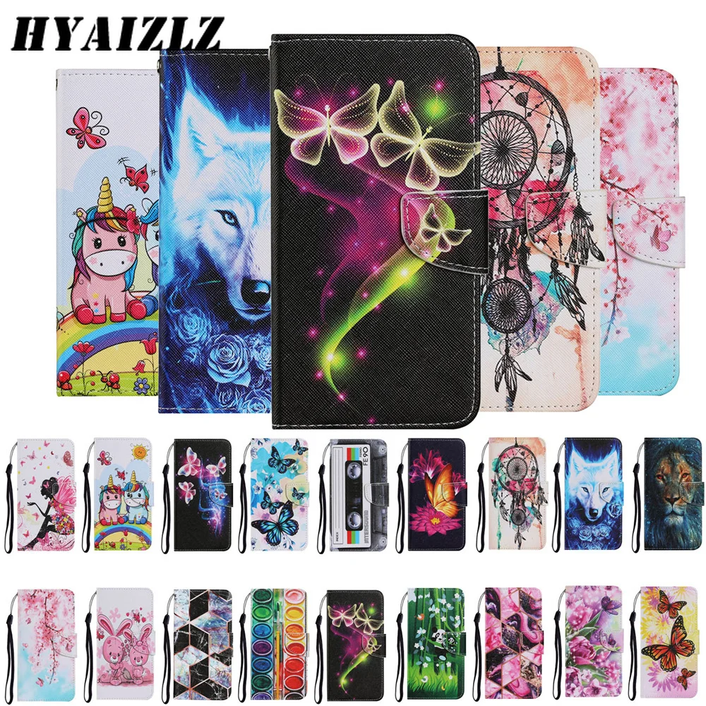 

Note 20 Ultra Wallet Phone Case for Galaxy S22 S21 Plus S20 FE S10E Funda Leather Flip Cover Card Slot Stand Cute Painted Etui