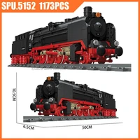 59004 1173pcs technical red germany br01 locomotive steam old vintage retro classic train railway building blocks toy children