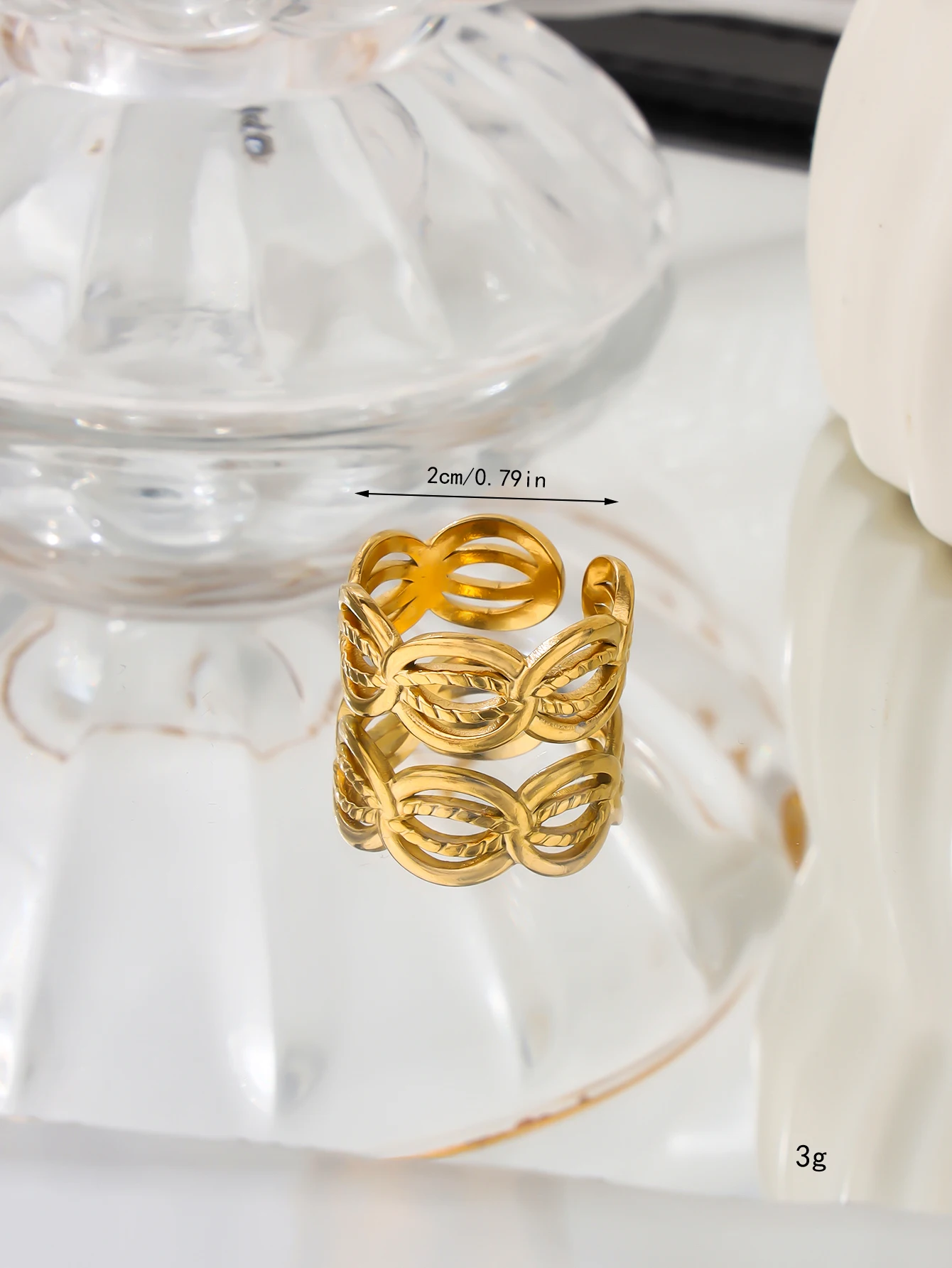 European and American INS style 18K gold creative rule woven ring with color retention and niche design ring accessories