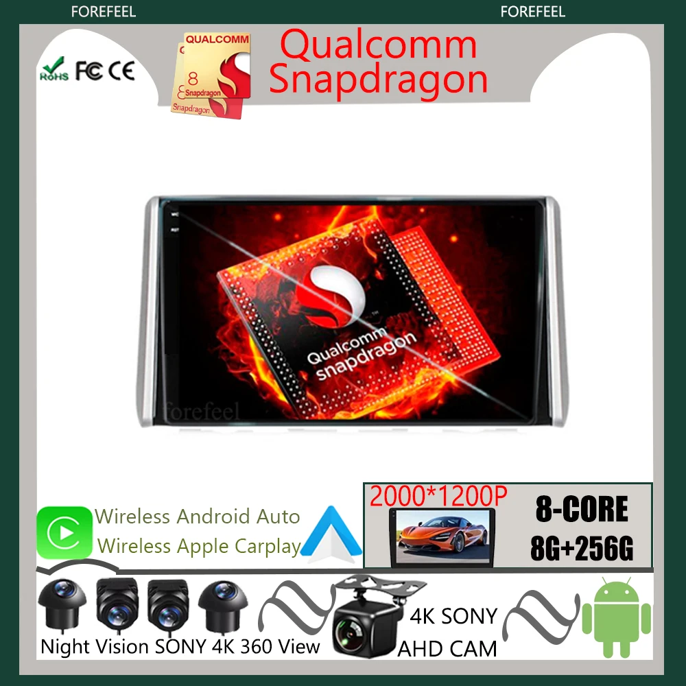

Qualcomm Android 12 For Toyota RAV4 XA50 2018 2019 2020 Car Radio Stereo Video Multimedia Screen Navigation GPS Carplay No 2din