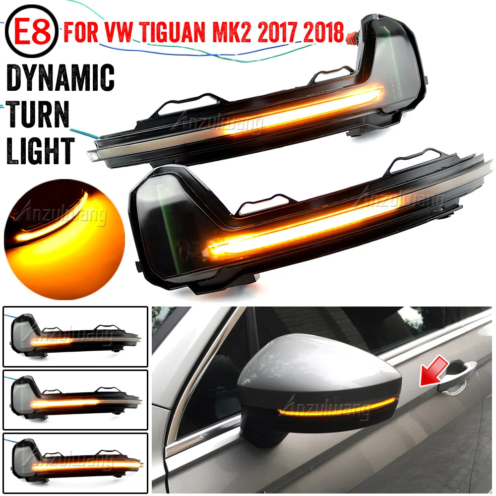 

2pcs LED Dynamic Turn Signal Light Side Rearview Mirror Indicator Sequential For VW Volkswagen Tiguan MK2 2017 Touareg MK3 2019