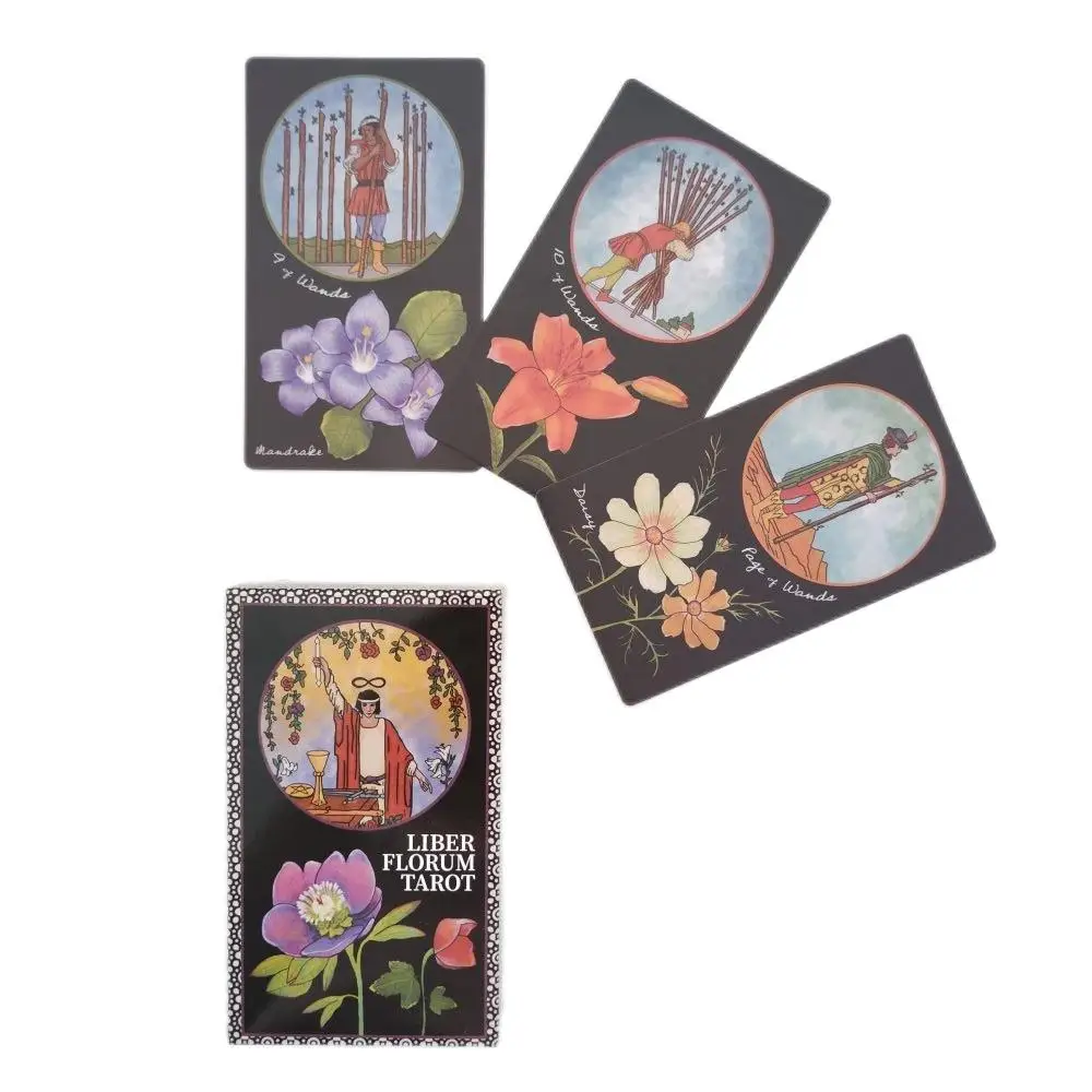Classic Victor Series 12x7cm Liber Florum Tarot 78 Cards/Set With Instruction For Parent-child Interaction Gift Board Games