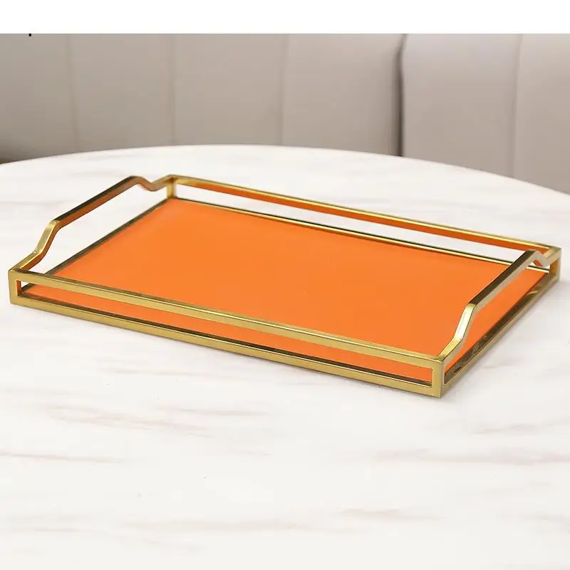

Light Luxury Leather Tray Rectangle Shampoo Shower Gel Cosmetic Jewelry Tray Desktop Tissue Box Organizer Bathroom Storage
