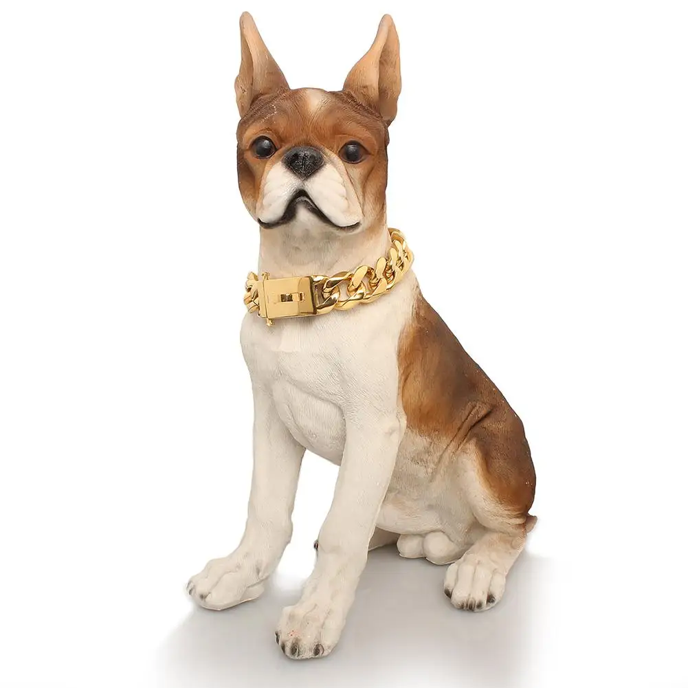 Собачий ошейник из нержавеющей стали прогулочная цепь безопасная Пряжка жгут