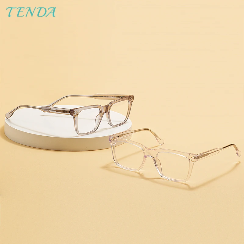 

Men Women Acetate Rectangular Full Rim Fashion Eyeglasses Frame With Spring Hinge For Prescription Optical Lenses