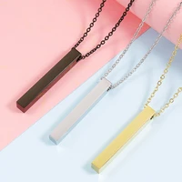 wholesale lots 5 pcs jewelry simple fashion european cylindrical necklace mirror stainless steel cuboid pendant necklaces women