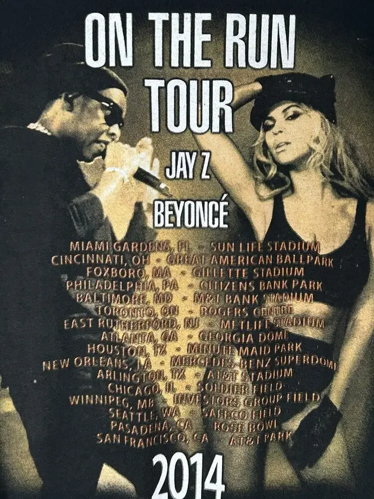 Рубашка Jay Z для бега Beyonce 2014 с коротким рукавом и круглым вырезом черная м