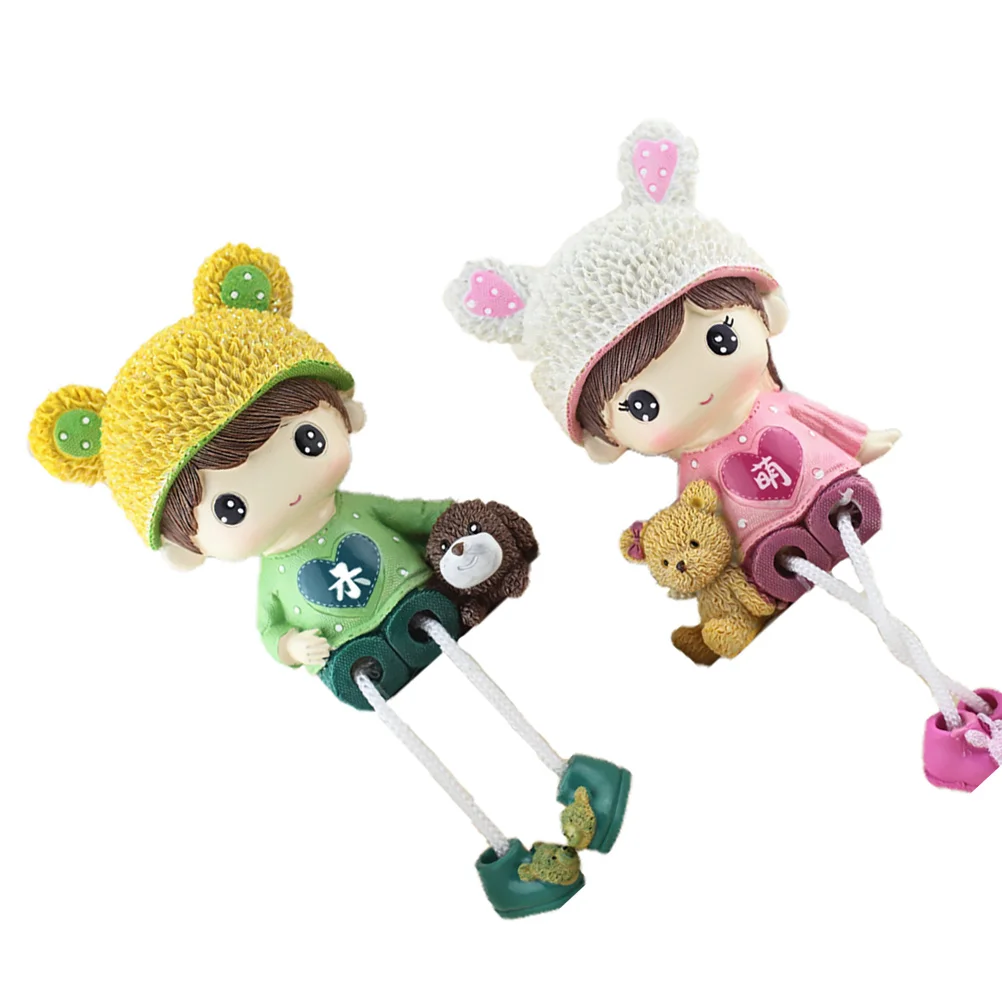 

2pcs Cartoon Resin Couple Hanging Feet Doll Desktop Ornament Valentine Decor