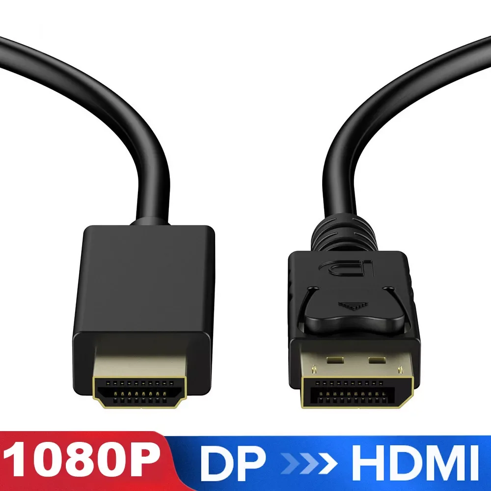 

1080P 60Hz Displayport to HDMI Adapter Cable Male to Male Gold Plated DP to HDMI Cable for PC Laptop HD Projector 1.8M 3M