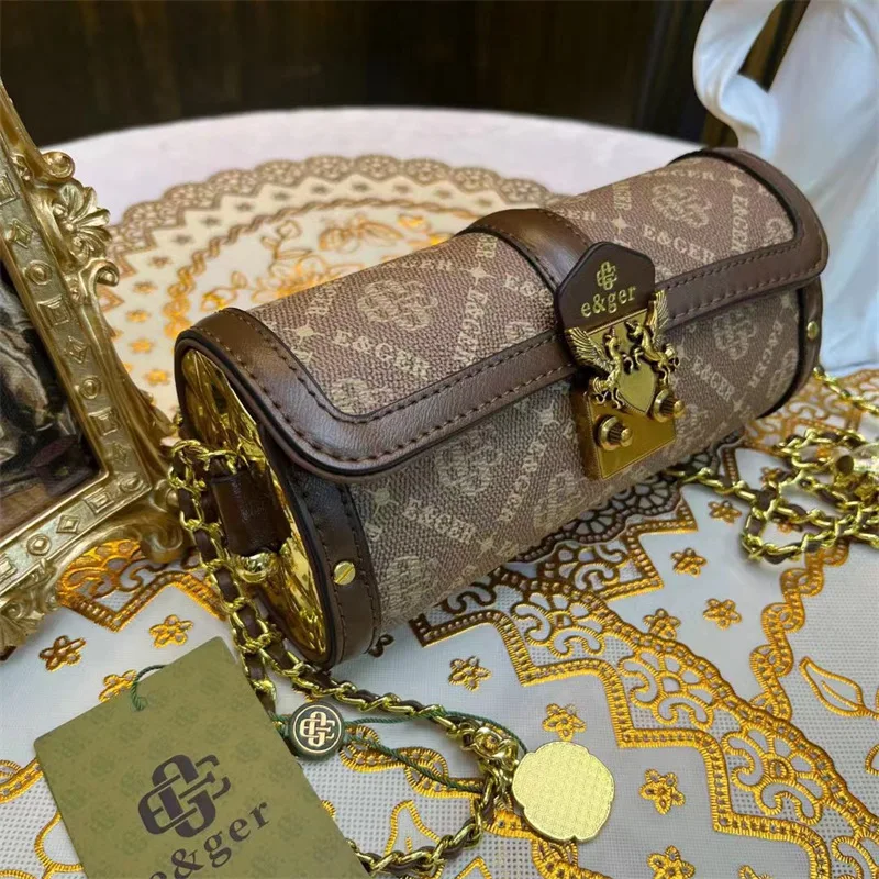 Luxurious Contrast Color Lock Chain Cylinder Bag Women's Small Handbag 2023 New Versatile Single Shoulder Satchels Sac Channels