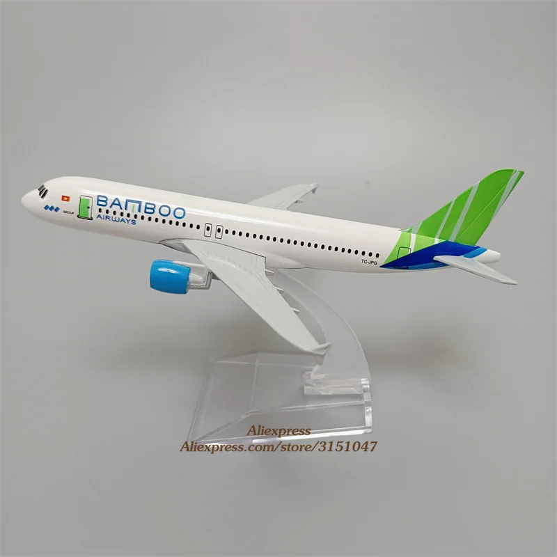 

16cm Alloy Metal Air Vietnam Bamboo Airways Airlines Airbus 320 A320 Airlines Diecast Airplane Model Plane Model Stand Aircraft