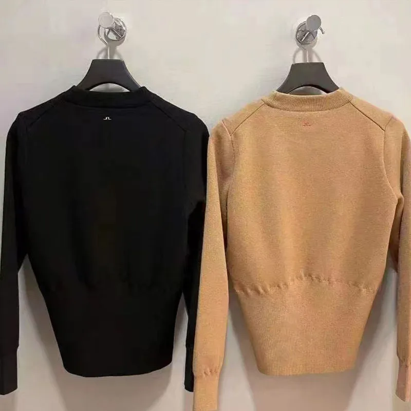 Autumn and winter golf women's round neck sweater casual long sleeved sweater thick warm keeping pullover soft jumper top