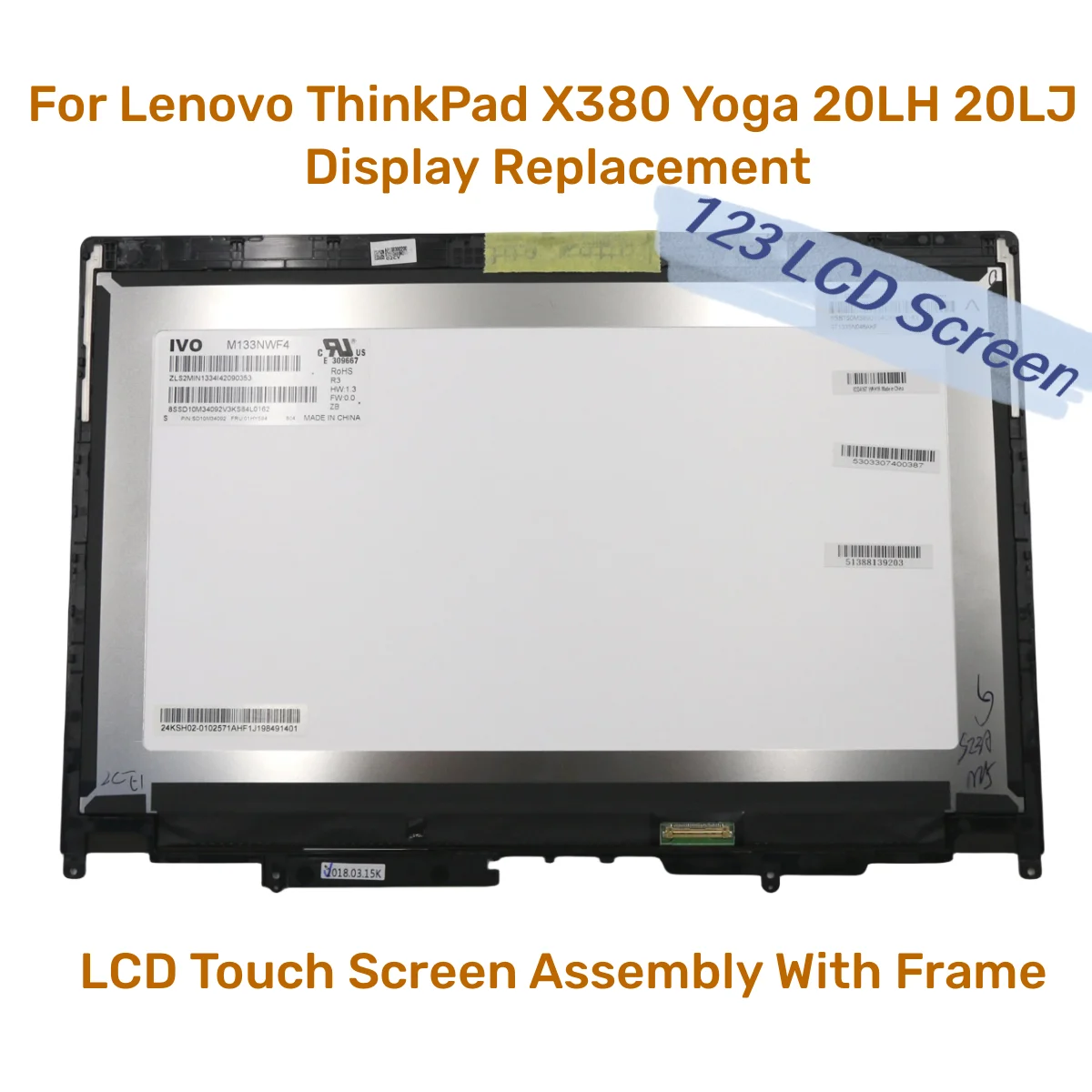 

13,3 ''для Lenovo Thinkpad X380 Yoga X380 FHD LP133WF4-SPA5 M133NWF R3 ЖК-дисплей сенсорный экран дигитайзер в сборе