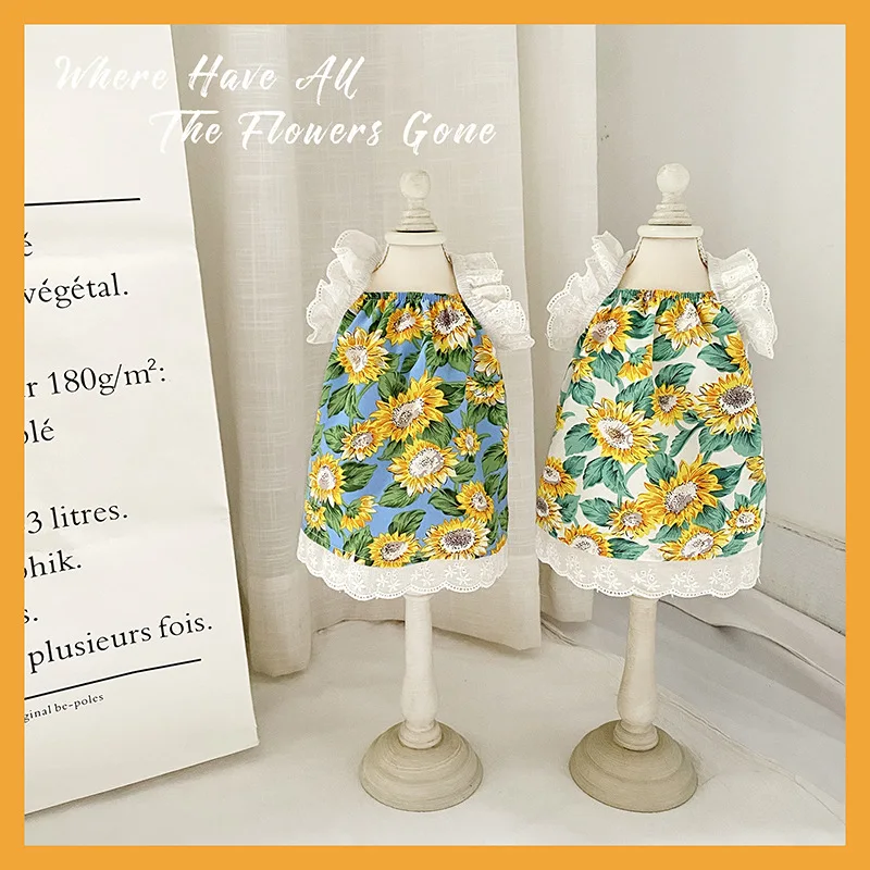 

Dog Clothes Dog Dress Sunflower Pet Sling Skirt Chiffon Muppets Garfield Clothes Teddy Dog Clothes Summer Ultra Thin