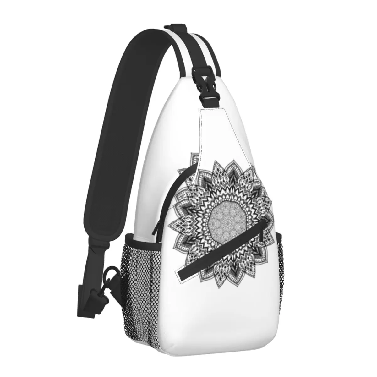 

Sunflower Mandala Pizza Chest Bags Foods for fast paced life Print Shoulder Bag School Crossbody Bag Bicycle Print Sling Bags